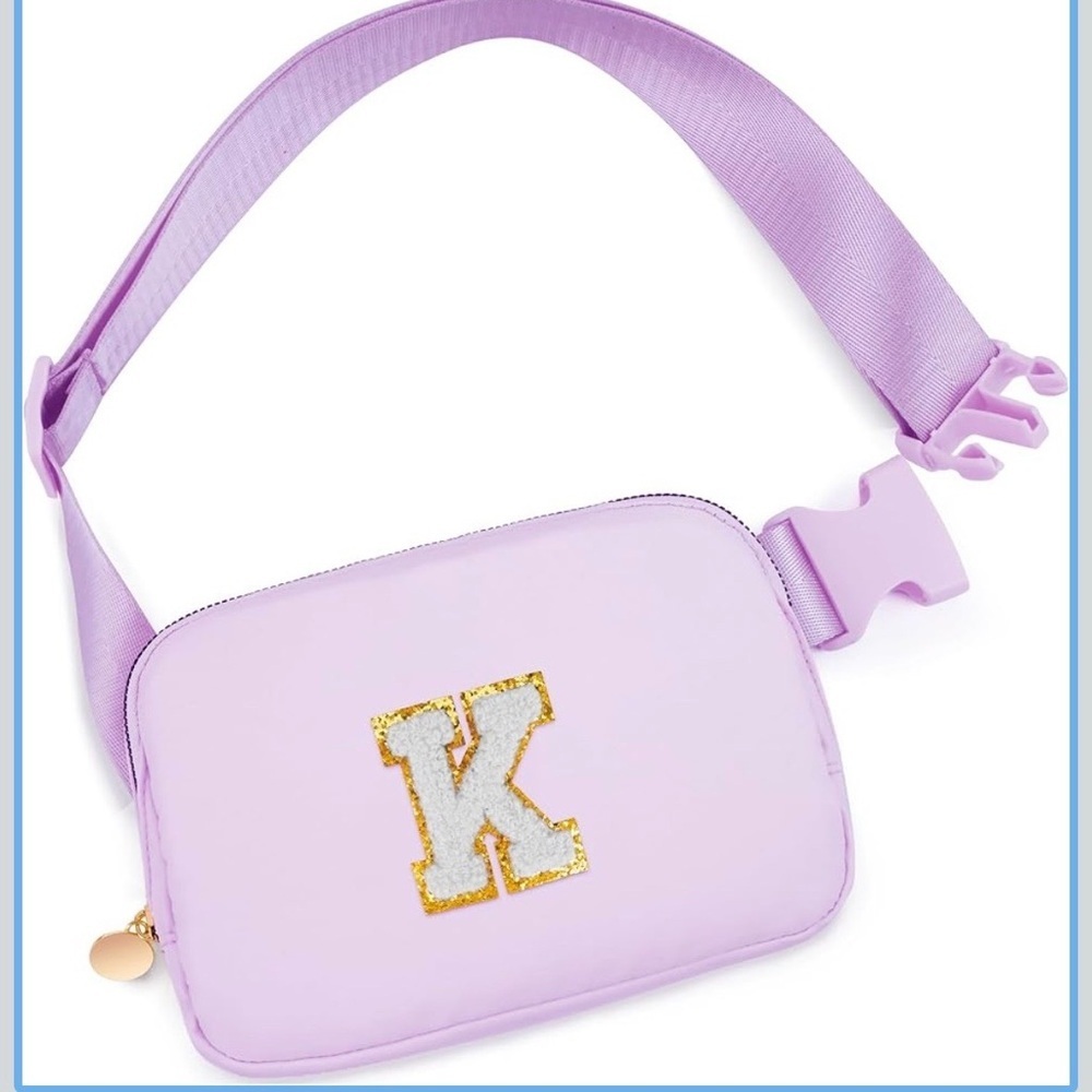 Lavender Kids Belt Bag with Gold Initial